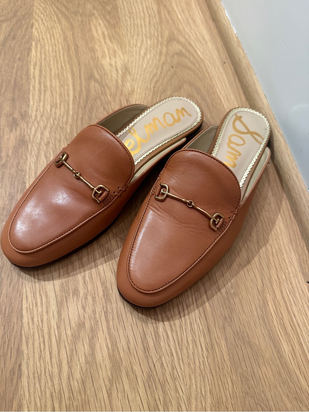 Sam Edelman Tan Leather Slip-On Linnie Loafer Mules, size 6.5